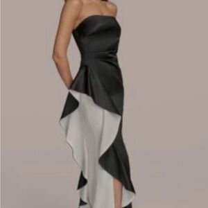 Elegant Black and White Strapless Gown